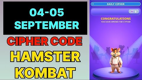 Hamster Kombat Dev Game Daily Cipher 04 September | Hamster Kombat Daily Cipher Code 4-5 September 
