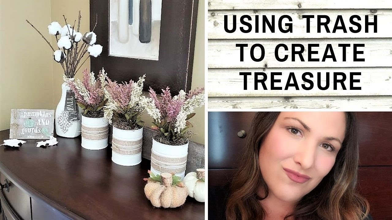 USING TRASH TO CREATE TREASURE DIYs Collab - Tin Can Planters + Cotton Stems DIY + MORE!