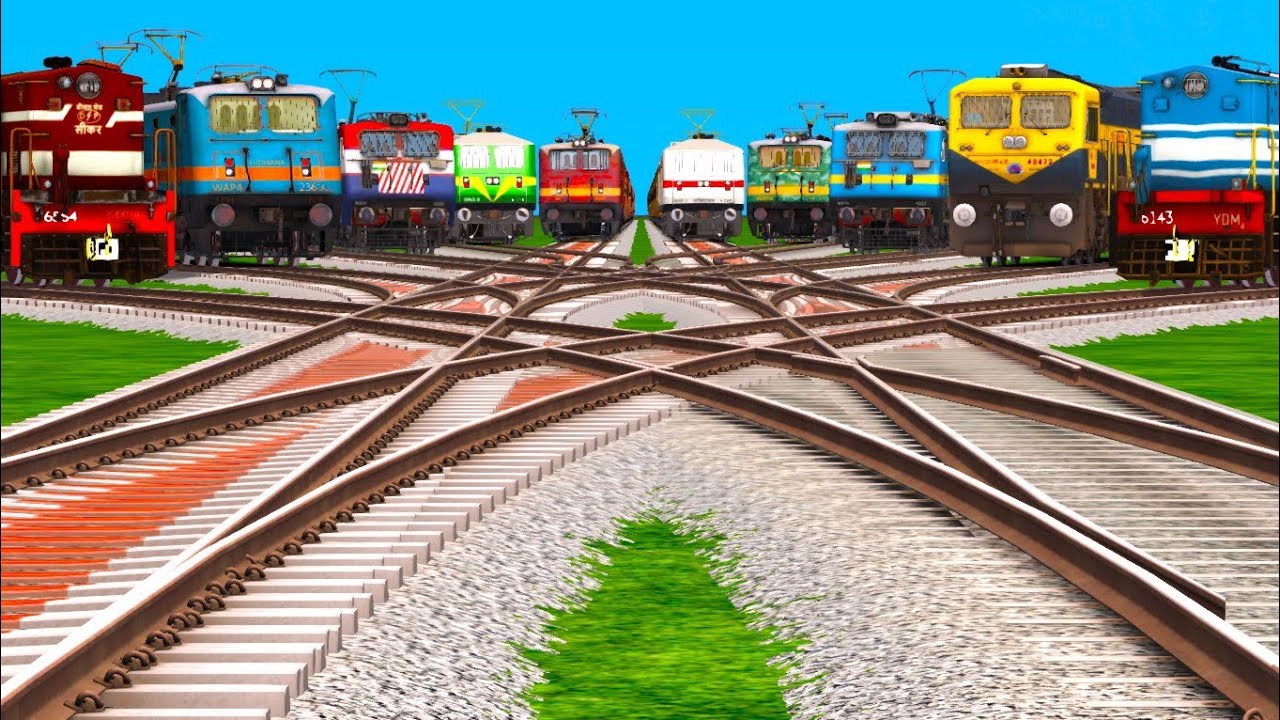 ALL Indian super fast express crossing by bumpy branched Railroad tracks ll Indian railways Cross 