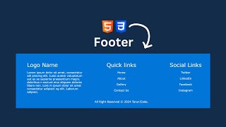 footer html css footer design in html css | Tarun Code