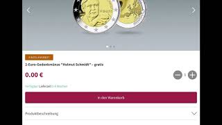 FREE Monedă comemorativă de 2 euro „Helmut Schmidt” - gratuită Link-ul in descriere