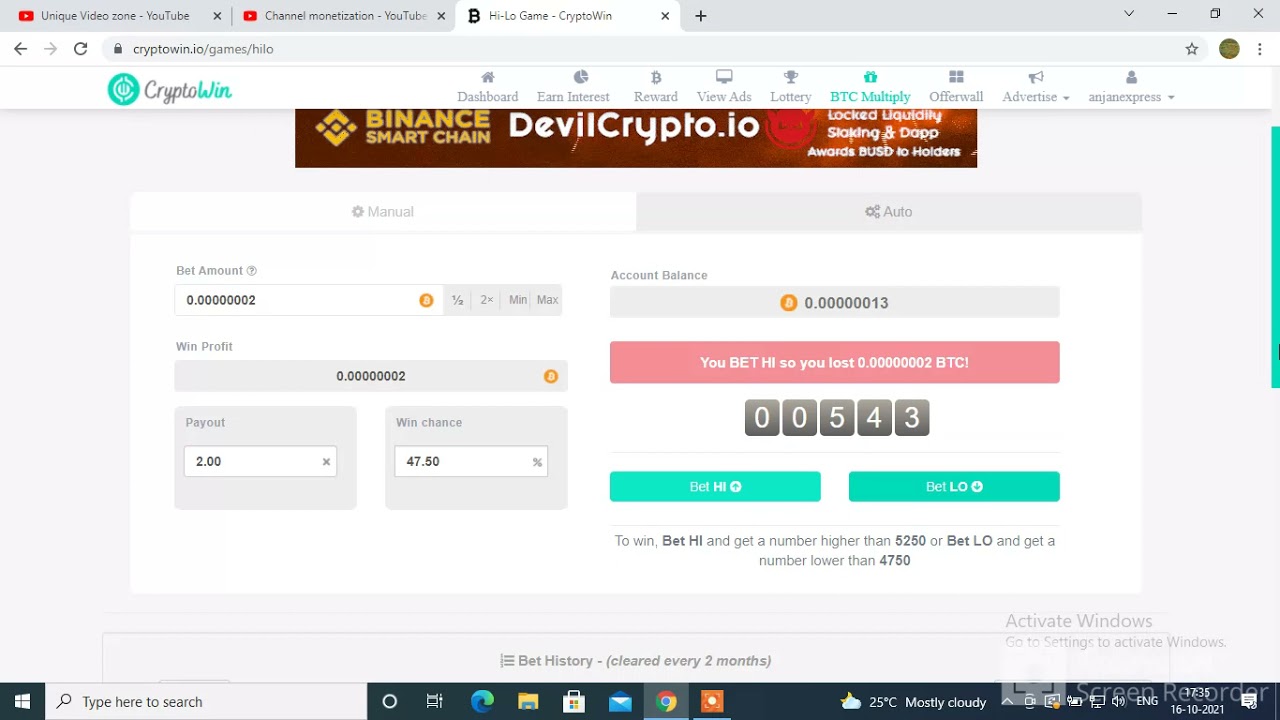 Cryptowin io -payment proof |  Free bitcoin Earning 2021 | crypto win की जानकारी हिंदी में।