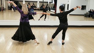 Beginner Bronze American Smooth Tango Class #2: Basic Under arm turn, and promenade to right
