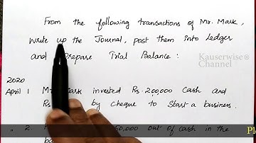 Journal | Ledger | Trial Balance | Introduction to Accounting | Solved Problem | by kauserwise®