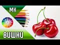ВИШНИ👍✔ Как нарисовать вишни, мастер-класс по рисованию цветными карандашами (натюрморт)