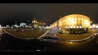 360 View Ukraine, Kyiv, Khreshchatyk. Night drive. Virtual Reality