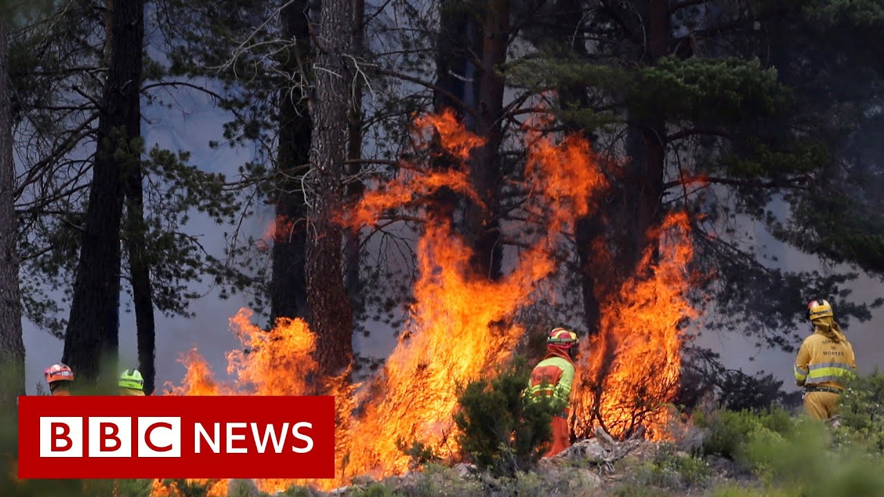 Wildfires breakout in Northern Spain following heatwave - BBC News