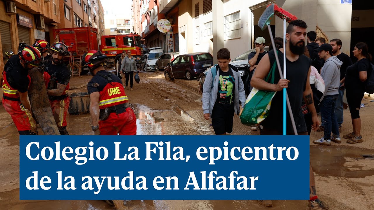 Colegio La Fila, epicentro de la ayuda en Alfafar