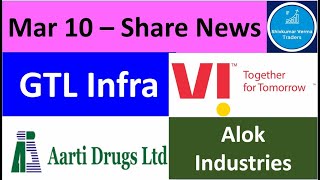 GTL Infra Share Latest News! Alok Industries share price! Vodafone IDEA & Aarti Drugs