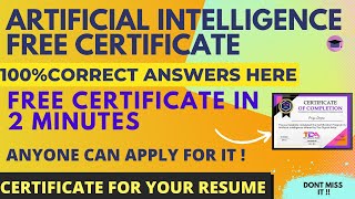 Artificial Intelligence Certification | Free Certificate | Verified Certificate for Resume