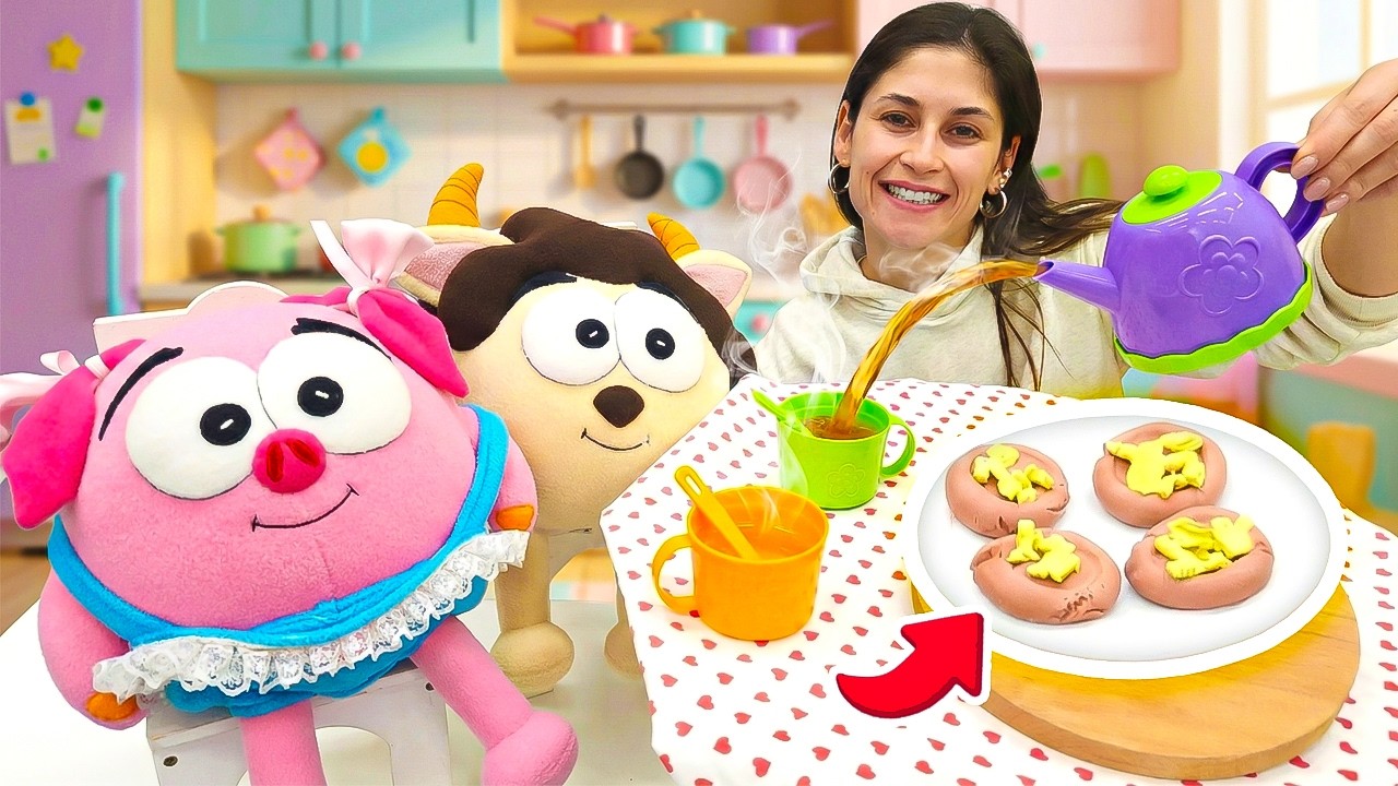 Ayşe, Domi ve Oba’ya Meyve Çayı ve Elmalı Kurabiye Yapıyor | Çocuk Videoları ☕🍪