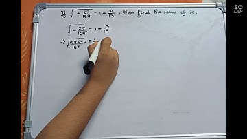 If √1 + 27/169 = 1 + x/13, find the value of x.