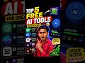 5 Free AI Tools Every Creator Must Use 🚀 #shorts#youtubeshorts#viral #AITools #FreeAITools