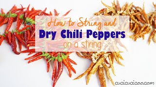 How to dry peppers on a string to make spicy chili oil or red pepper flakes