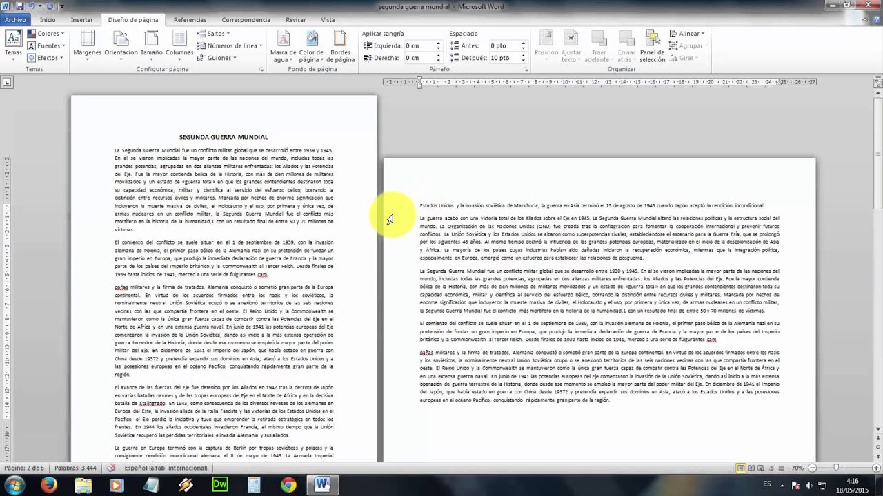 Como poner paginas horizontales y verticales en Word 2016