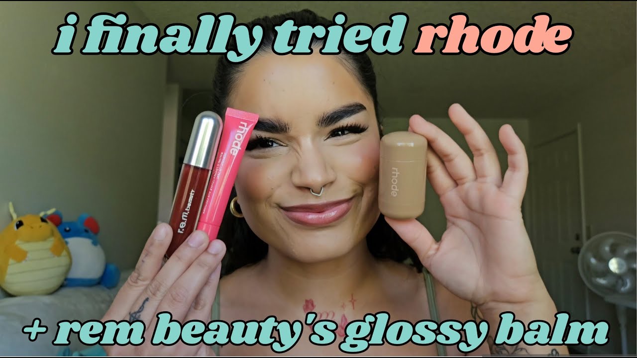 i finally tried rhode + rem beauty's glossy balm - YouTube