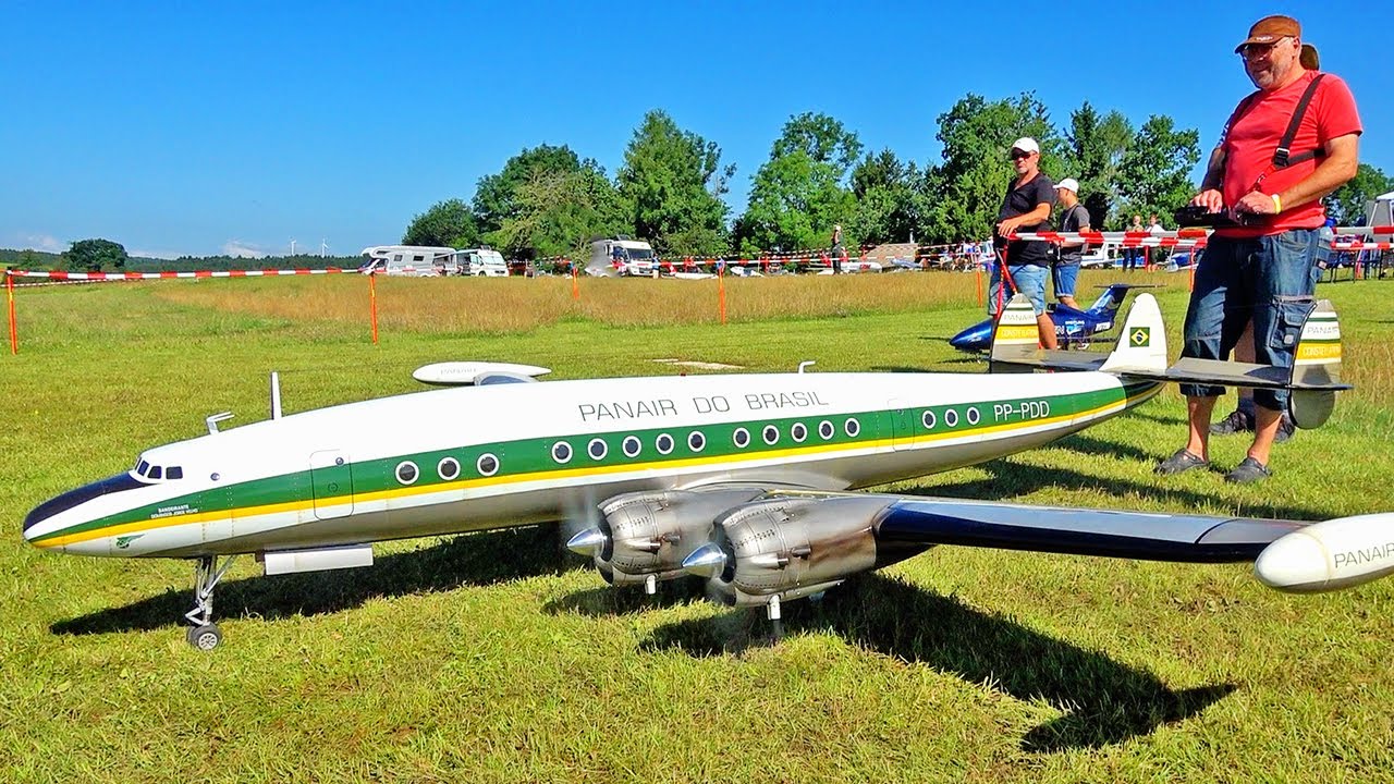 HOMEMADE SUPER CONSTELLATION L-1049 RC SCALE PANAIR DO BRASIL DESIGN FLIGHT DEMONSTRATION
