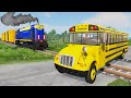 Truck rescue bus cars  bus vs train rails 4   beamng drive
