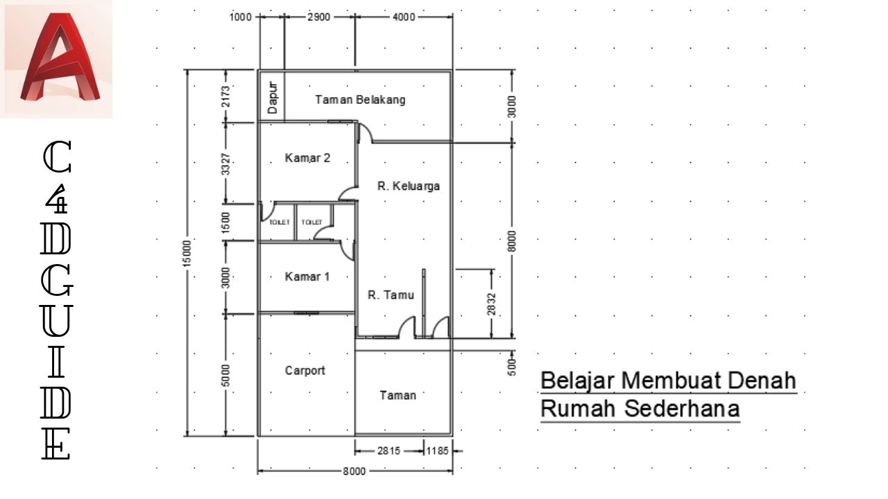 AUTOCAD TUTORIAL DENAH RUMAH SEDERHANA YouTube