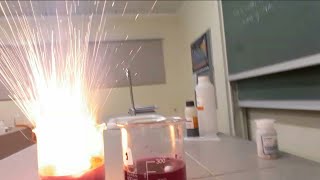 Explosive Reaction Of Sodium And Water - With Universal Indicator And Phenolphthalein.