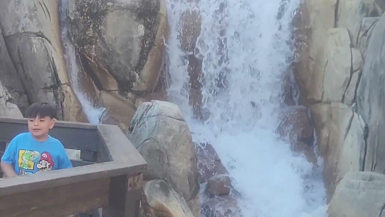 Grizzly River Run Rapids - Copy-Free Central path view Waterfall at Disney California Adventure 2025