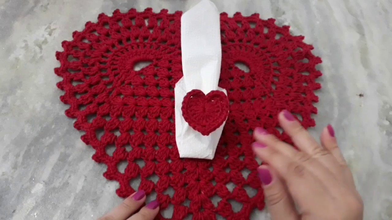 Porta guardanapo de crochê coração, inspiração do dia dos namorados -  YouTube