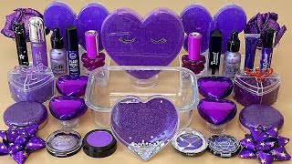 Purple SLIME | Mixing Makeup, Glitter and Beads into Clear Slime. ASMR Slime.