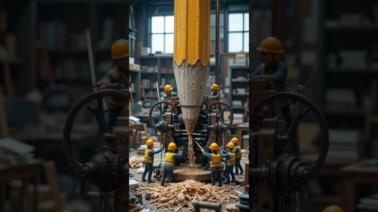 Tiny Workers vs. Giant Sharpener! 🛠️✏️🚧 