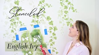 Stenciled Ivy Accent Wall Using Cutting Edge Stencils English Ivy Wall Stencil!