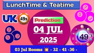 Uk49s double predictions for today 04-07-25 | today uk49s lunchtime prediction