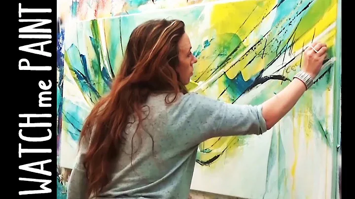 Abstract large acrylic painting demo - speedpainting - timelapse -  by zacher-finet