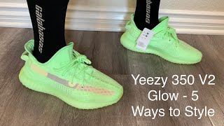 glow in the dark yeezy on feet