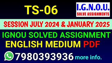 TS 6 Solved Assignment 2024-25 English, TS 6 Solved Assignment 24-25, TS-06 Assignment
