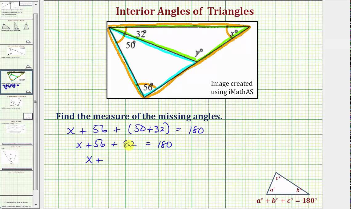 Ex 2b Find The Measure Of An Interior Angle Of A Triangle