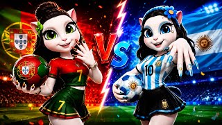PORTUGAL 🇵🇹 vs ARGENTINA 🇦🇷 | MY TALKING ANGELA 2 Football Nail Challenge 💅⚽ Dress Up & Cosplay