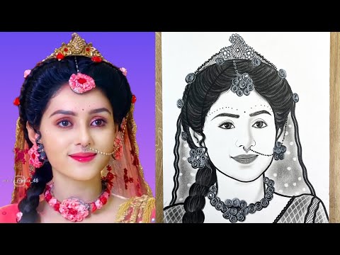 How to Draw Mallika Singh Drawing || RadhaKrishna Serial Mallika Singh