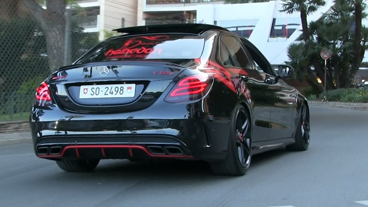 THE LOUDEST 2017 Mercedes C63S AMG w/ STRAIGHT PIPES in Monaco | CRAZY ACCELERATIONS + REVS + POLICE