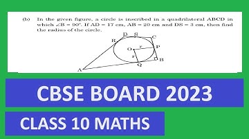 In the given figure, a circle is inscribed in a quadrilateral ABCD in which B-90 IT AD 17 cm, AB 20