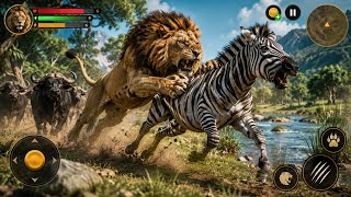 Hungry Lion Hunting Zebra | Realistic Animal Survival Game screenshot 2
