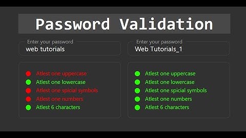 Password validation in Javascript | Check the length and confirm the password Web Tutorials