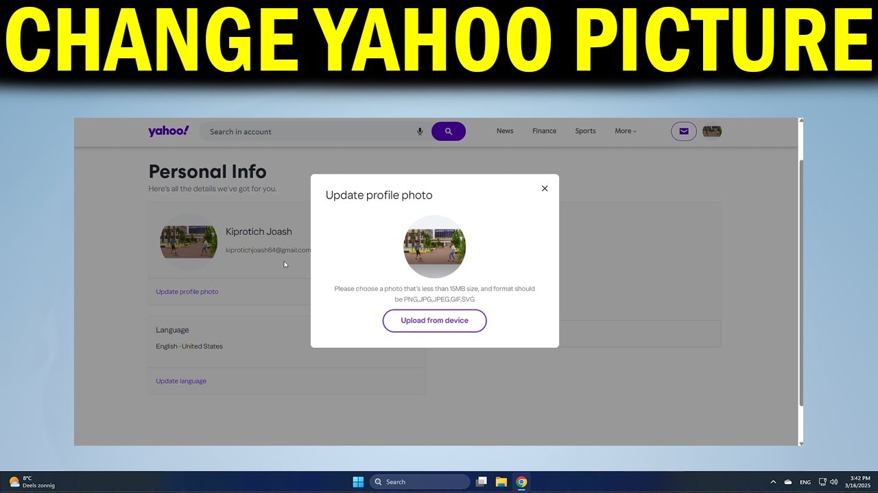 How To Change Profile Picture on Yahoo Mail - YouTube