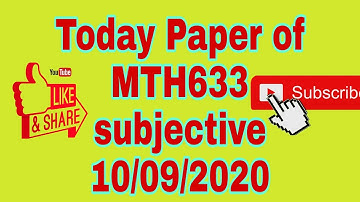 MTH633, Current paper,  September 10, 2020