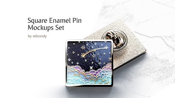 Square Enamel Pin Mockups Set Presentation