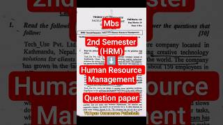 Mbs 2nd Semester || Human Resource Management || Exam question paper 2026