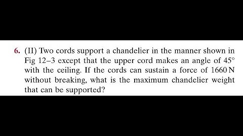 Two cords support a chandelier in the manner shown in Fig 3 except that the upper cord makes an angl
