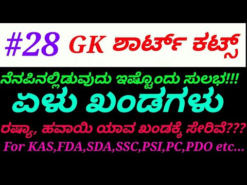 Gk Short Cuts Gk Tricks To Remember In Kannada Seven Continents By Naveena T R For All Exams Youtube