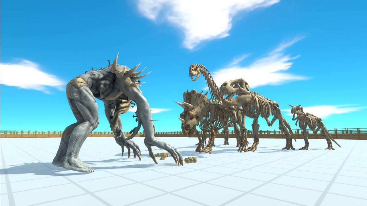 Boss faction vs 4 skeleton dinosaurs animal revolt battle simulator