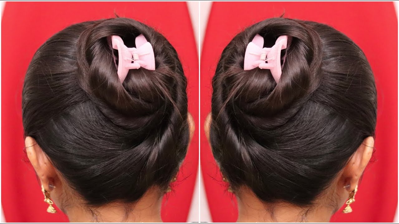 self juda hairstyle with claw clip very easy juda hairstyle
