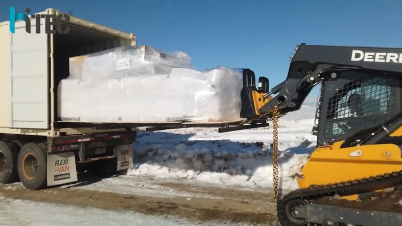 Shipping and unloading Hitec HTF3015GA Fiber Laser Cutter to POCO in Wyoming