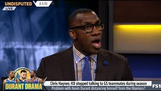 Shannon Stunned By Chris Haynes Kd Stopped Talking To Gs Teammates During Season Undisputed